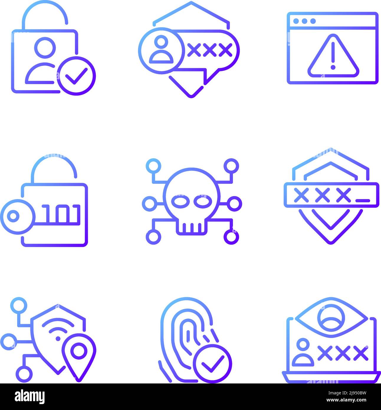 Cybersecurity technologies pixel perfect gradient linear vector icons ...