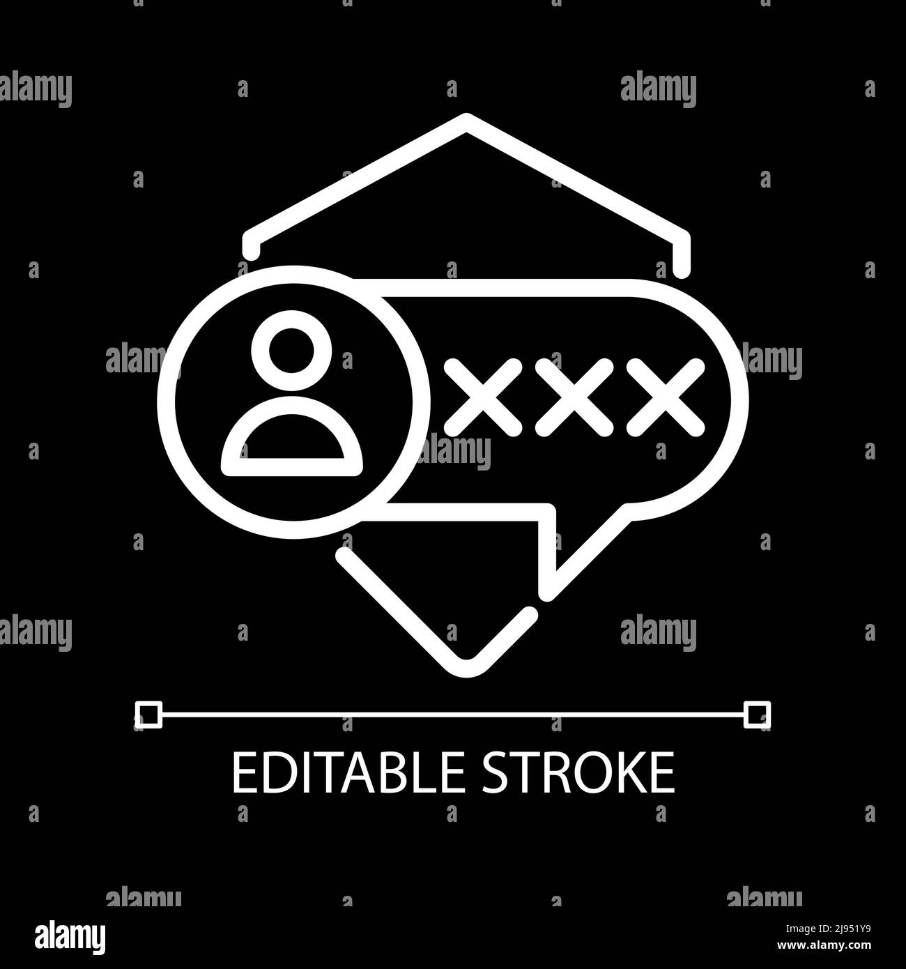 Encrypted messaging pixel perfect white linear icon for dark theme ...