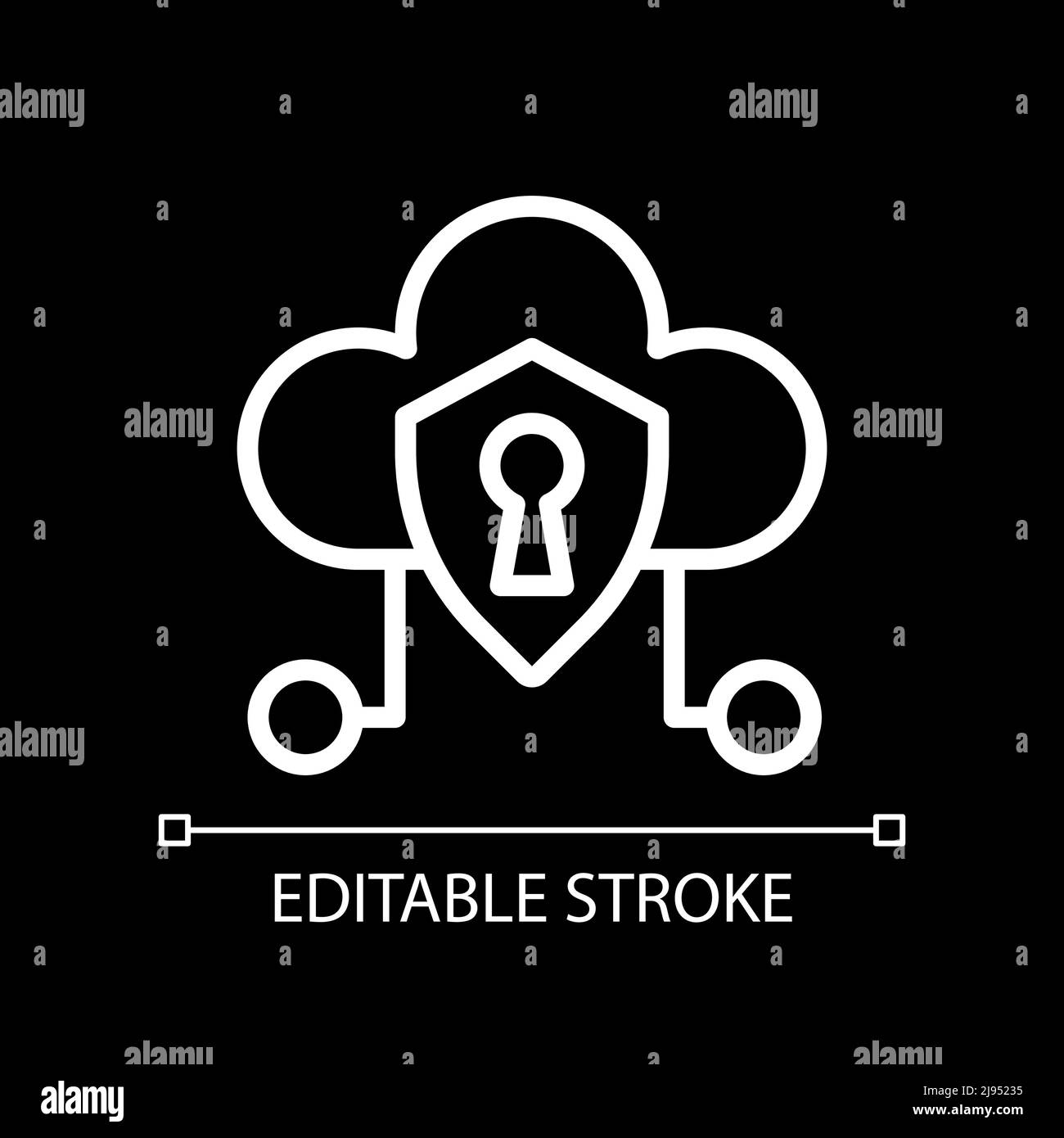 Cloud security pixel perfect white linear icon for dark theme Stock ...