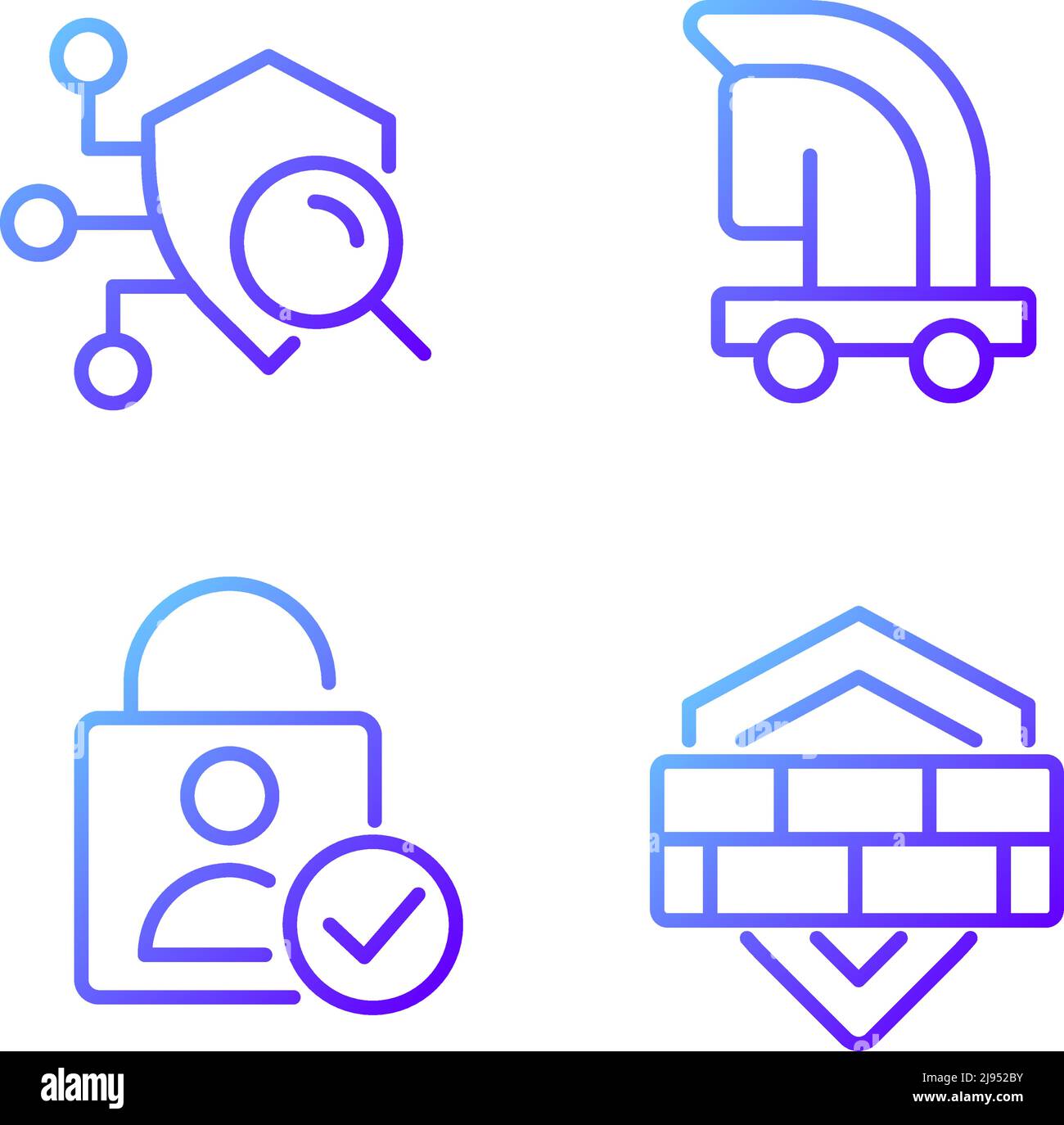 Online security measures pixel perfect gradient linear vector icons set Stock Vector