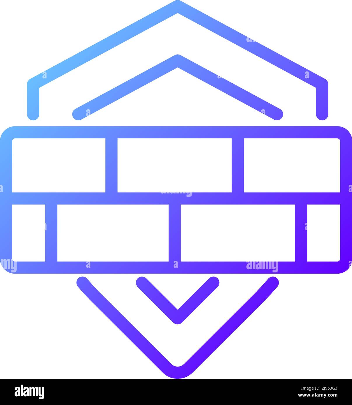 Firewall pixel perfect gradient linear vector icon Stock Vector