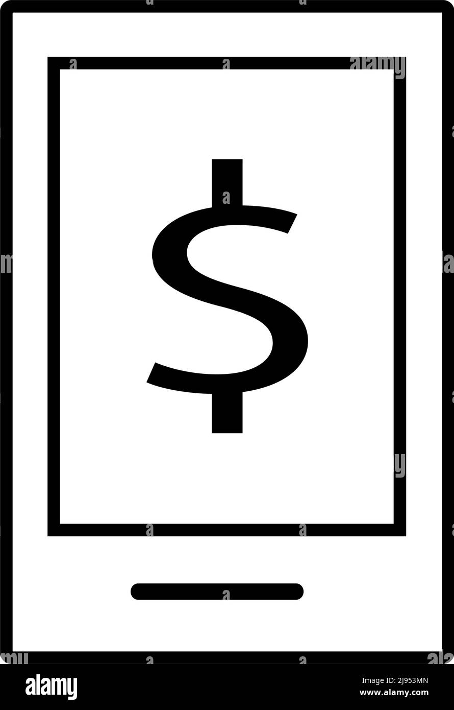Smartphone icon black line with white backgound. Pixel perfect simple vector Stock Vector