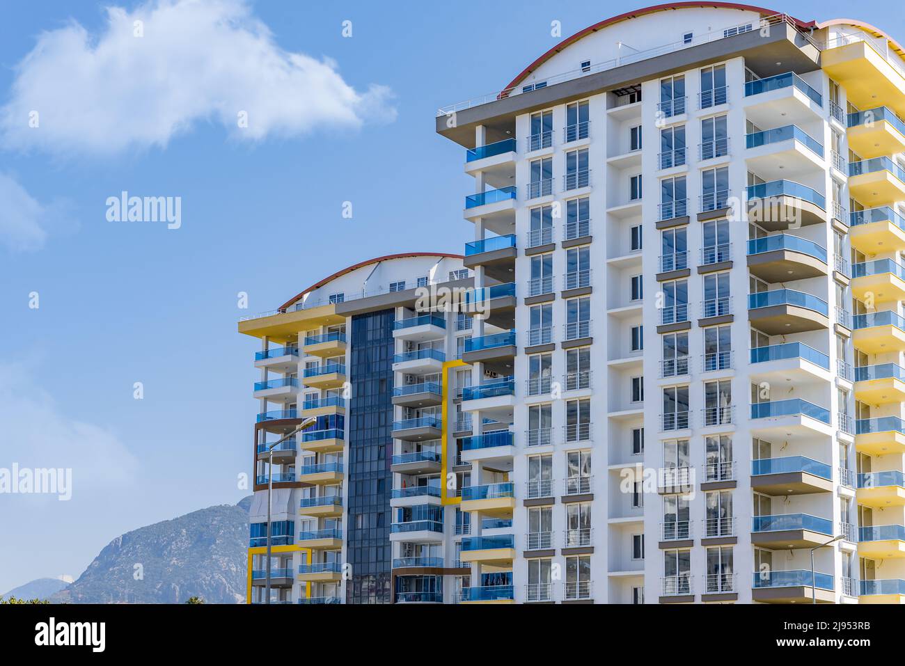 A block of modern European residential apartment buildings. Fragment of