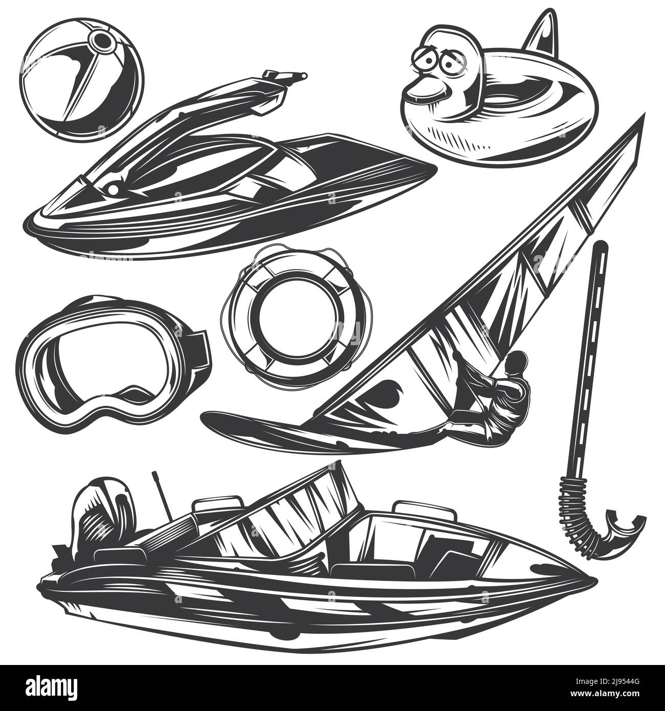 Set of diving equipment for creating your own badges, logos, labels