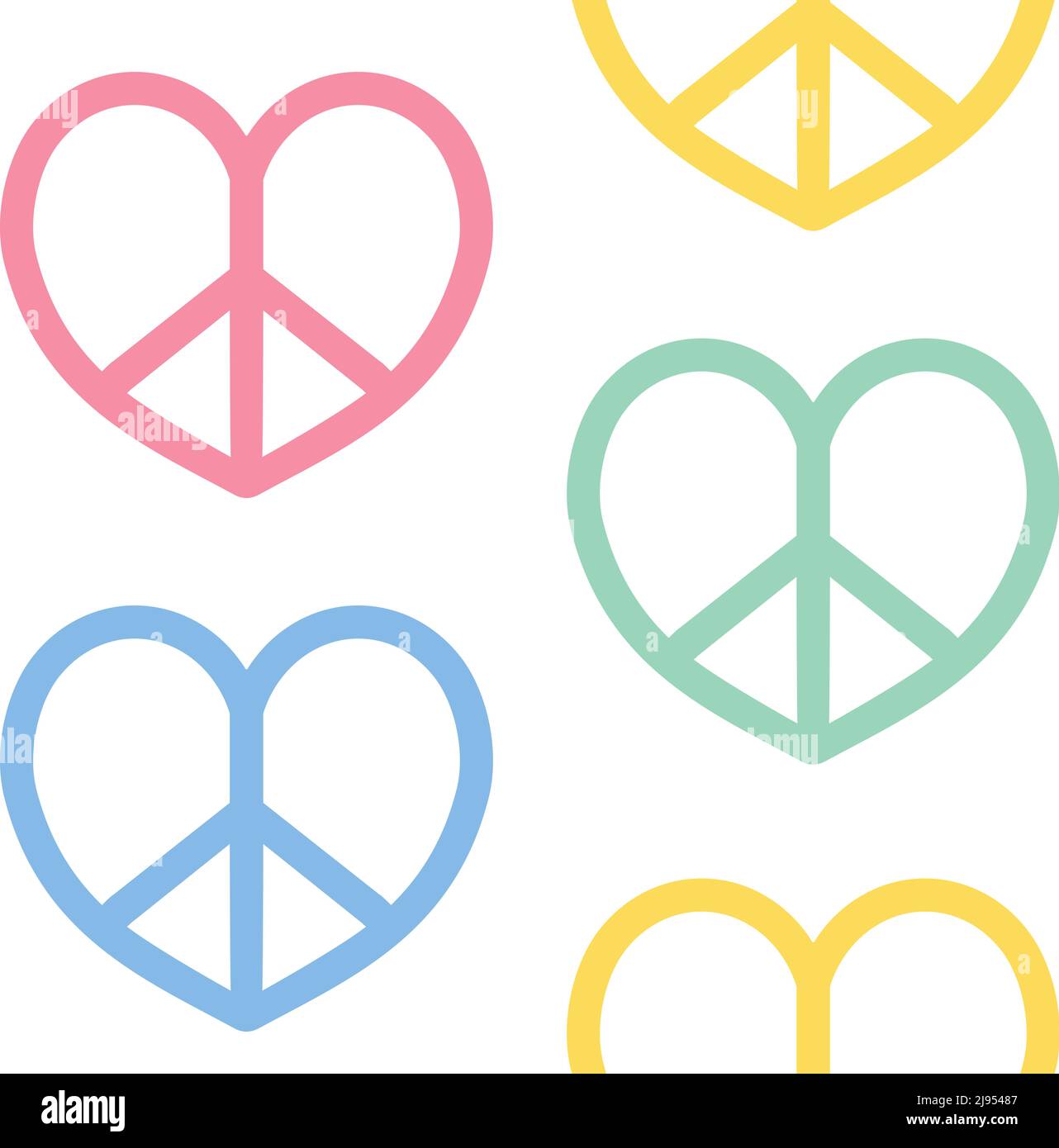 Vector seamless pattern of flat heart peace sign Stock Vector Image ...