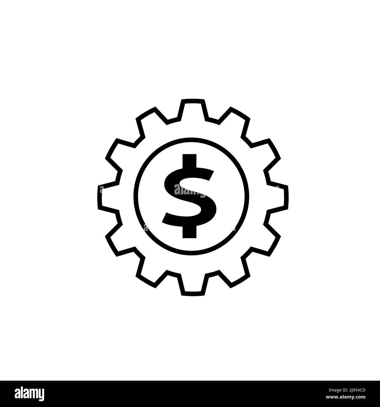 Gear with dollar icon black line with white backgound. Pixel perfect ...