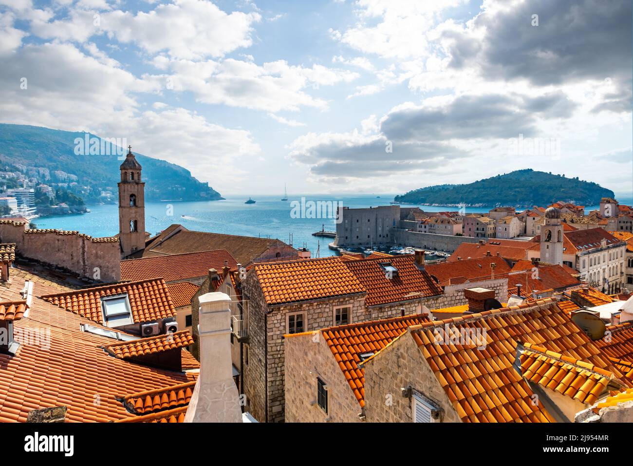 Panorama Dubrovnik Old Town roofs. Europe, Croatia Stock Photo