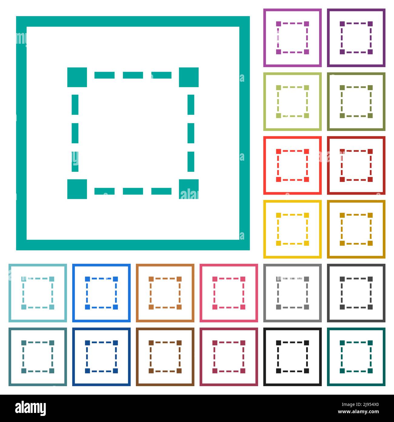 Selection tool solid flat color icons with quadrant frames on white ...