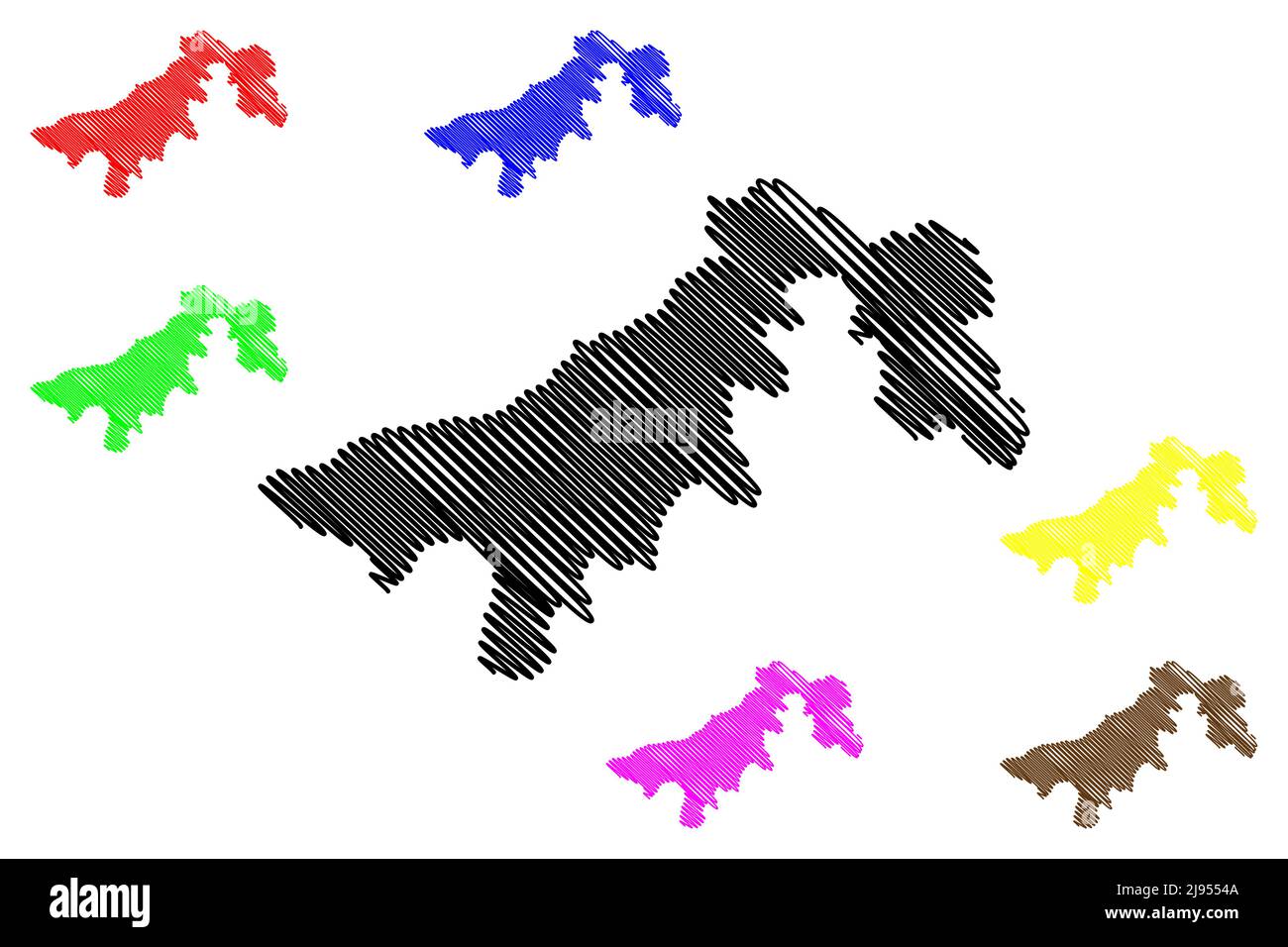 Alexandra Land island (Russia, Russian Federation, Franz Josef Land archipelago) map vector