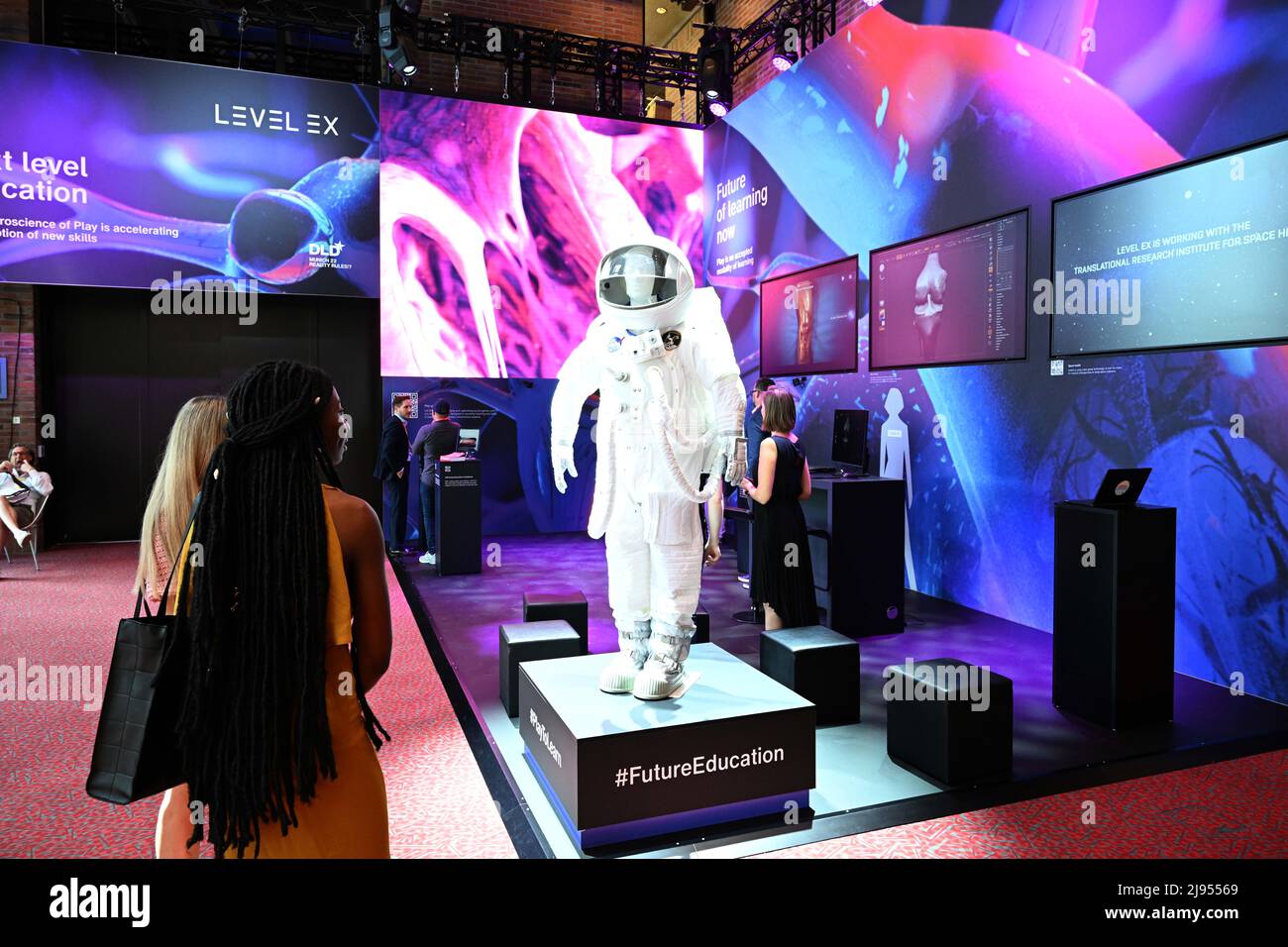 Dld Conference Munich, Germany. 20th May, 2022. An astronaut suit is on display at the ...