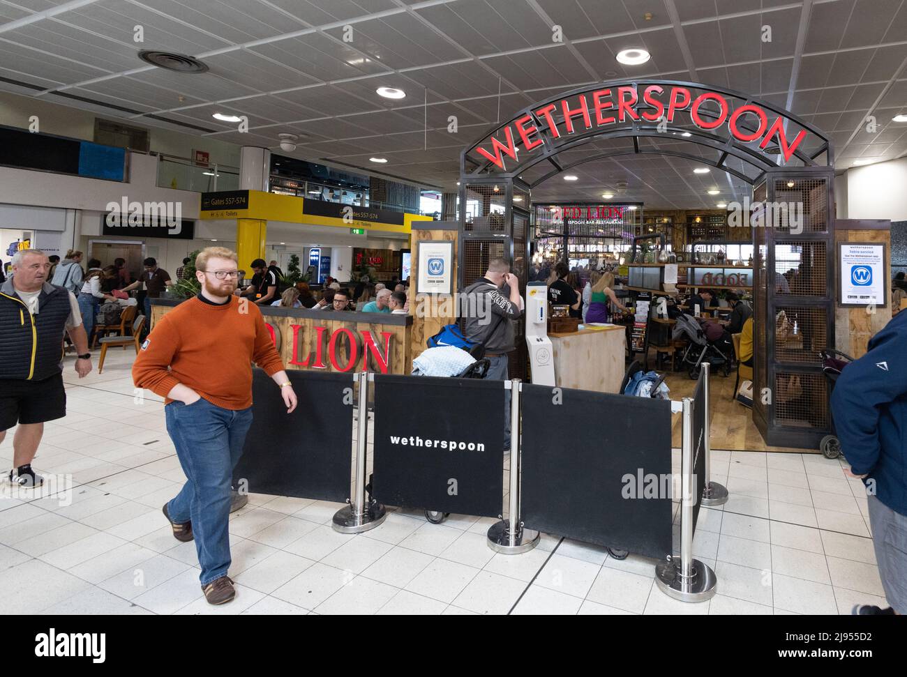 Wetherspoons airport; the Wetherspoon bar, departure lounge, South Terminal, Gatwick airport UK Stock Photo