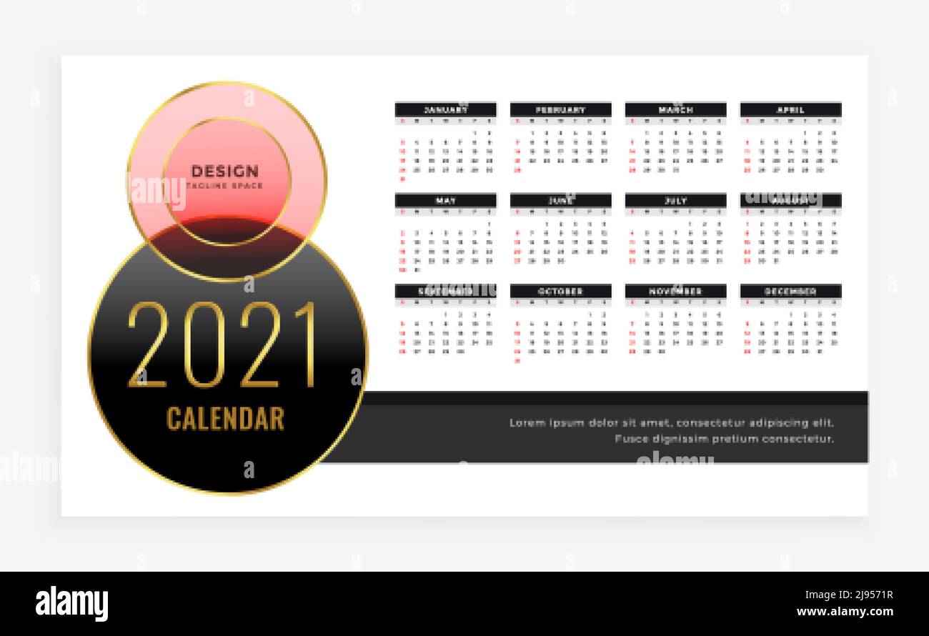 luxury style 2021 new year calendar design template Stock Vector Image