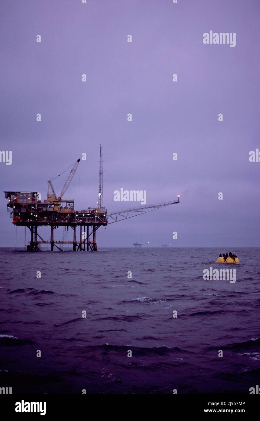 Australia. Bass Strait. Offshore oil rigs. Stock Photo