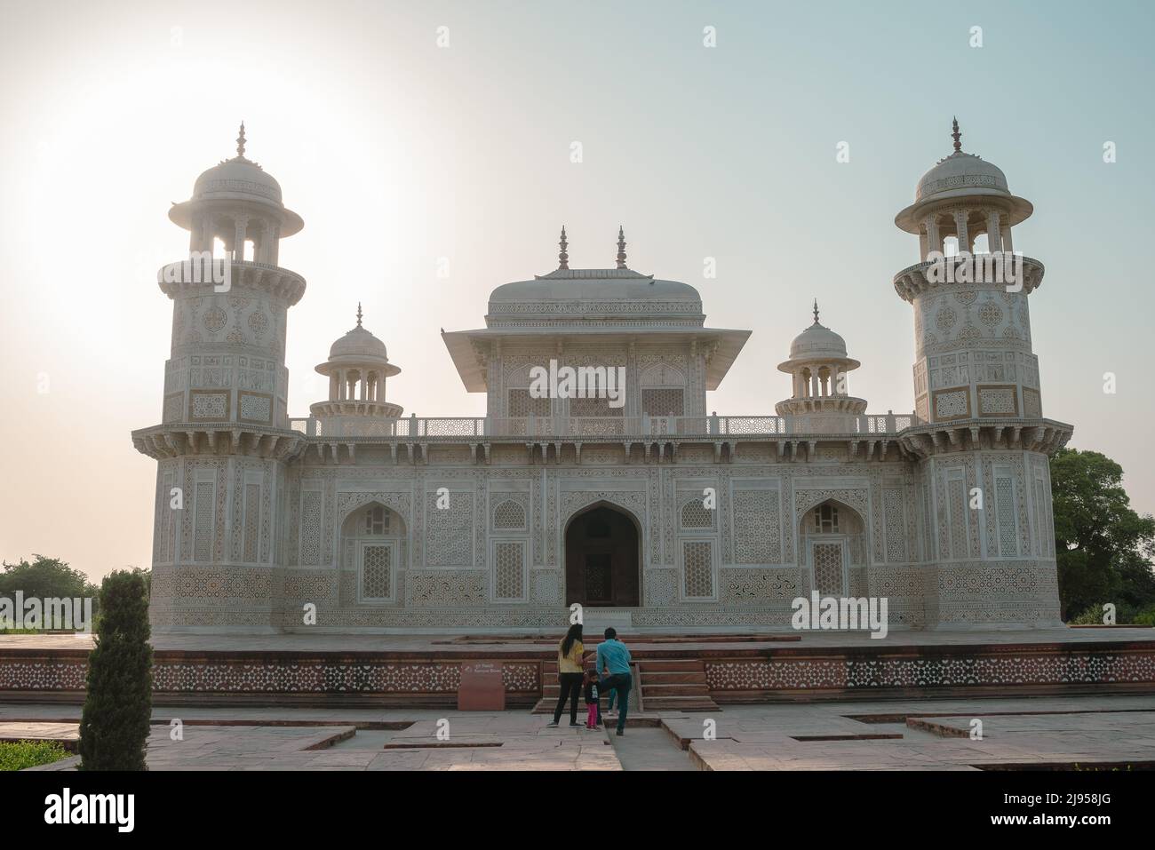An evening at the tomb of Itimad ud daula, Agra, India Stock Photo