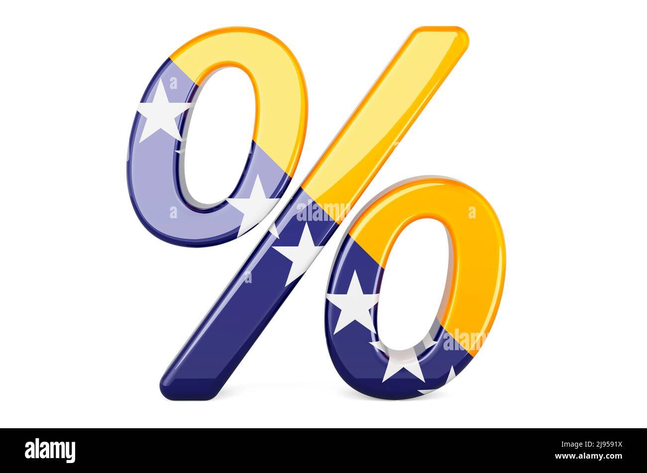 Percent with Bosnian flag, 3D rendering isolated on white background ...
