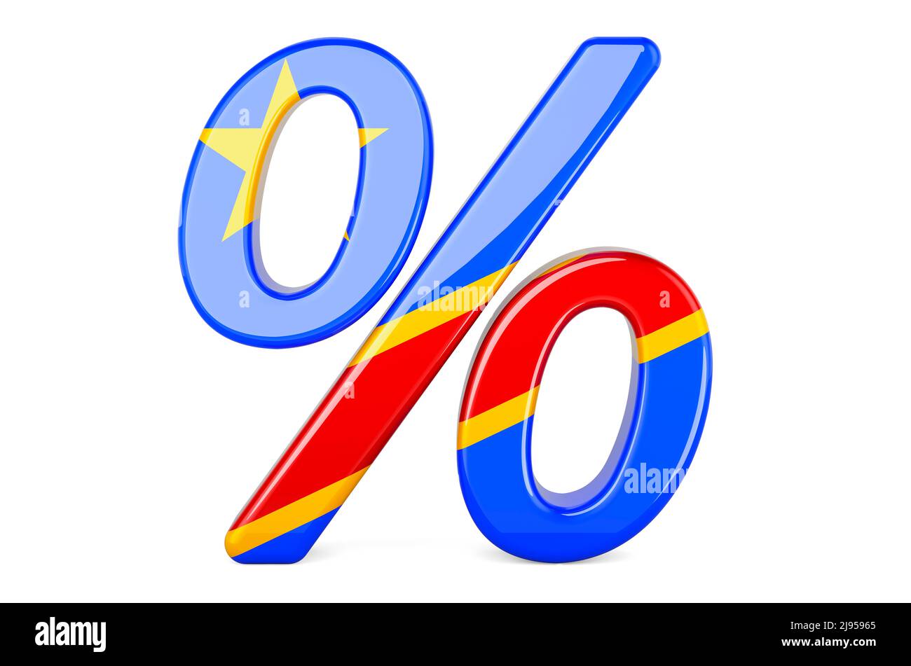Percent with Congolese Democratic Republic flag, 3D rendering isolated ...