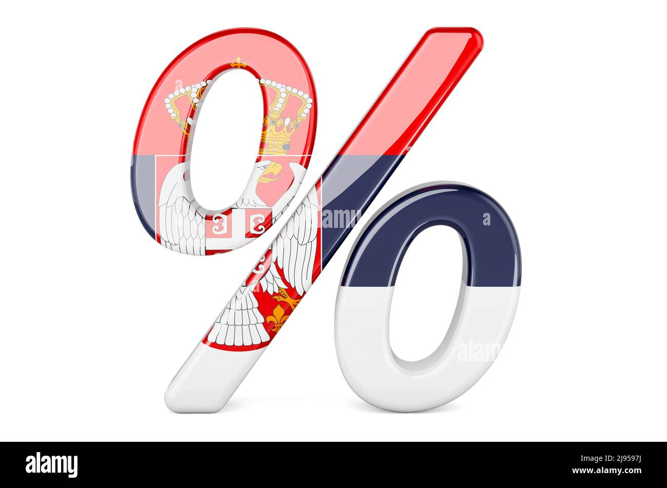 Percent with Serbian flag, 3D rendering isolated on white background ...