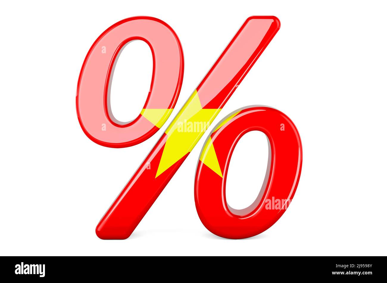 Percent with Vietnamese flag, 3D rendering isolated on white background Stock Photo