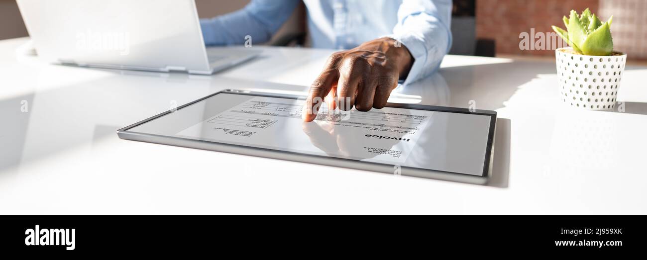 Digital Tax E Invoice Online Software On Tablet Screen Stock Photo