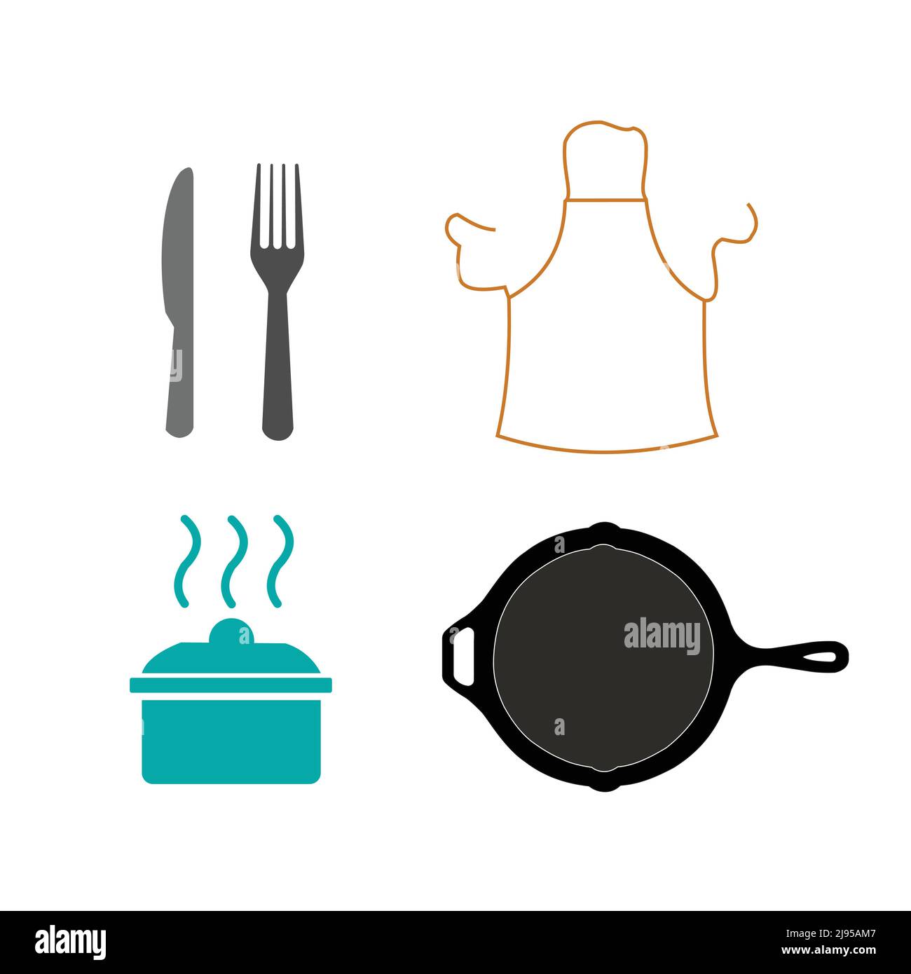 Restaurant and Cafe icons. Cooking and kitchen, Vector set of cooking icons. Stock Vector