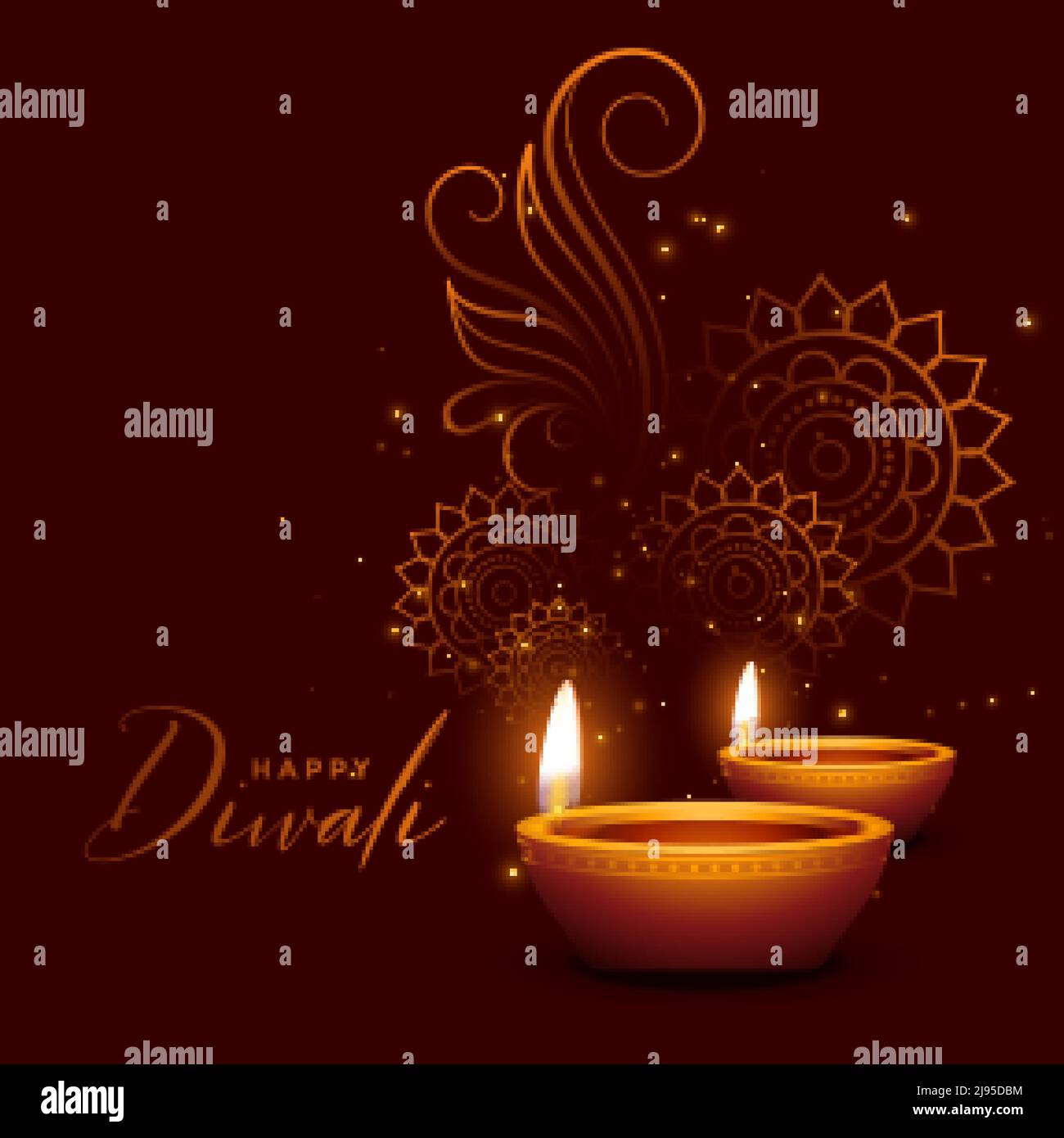 happy diwali sparkles greeting wishes background design Stock Vector