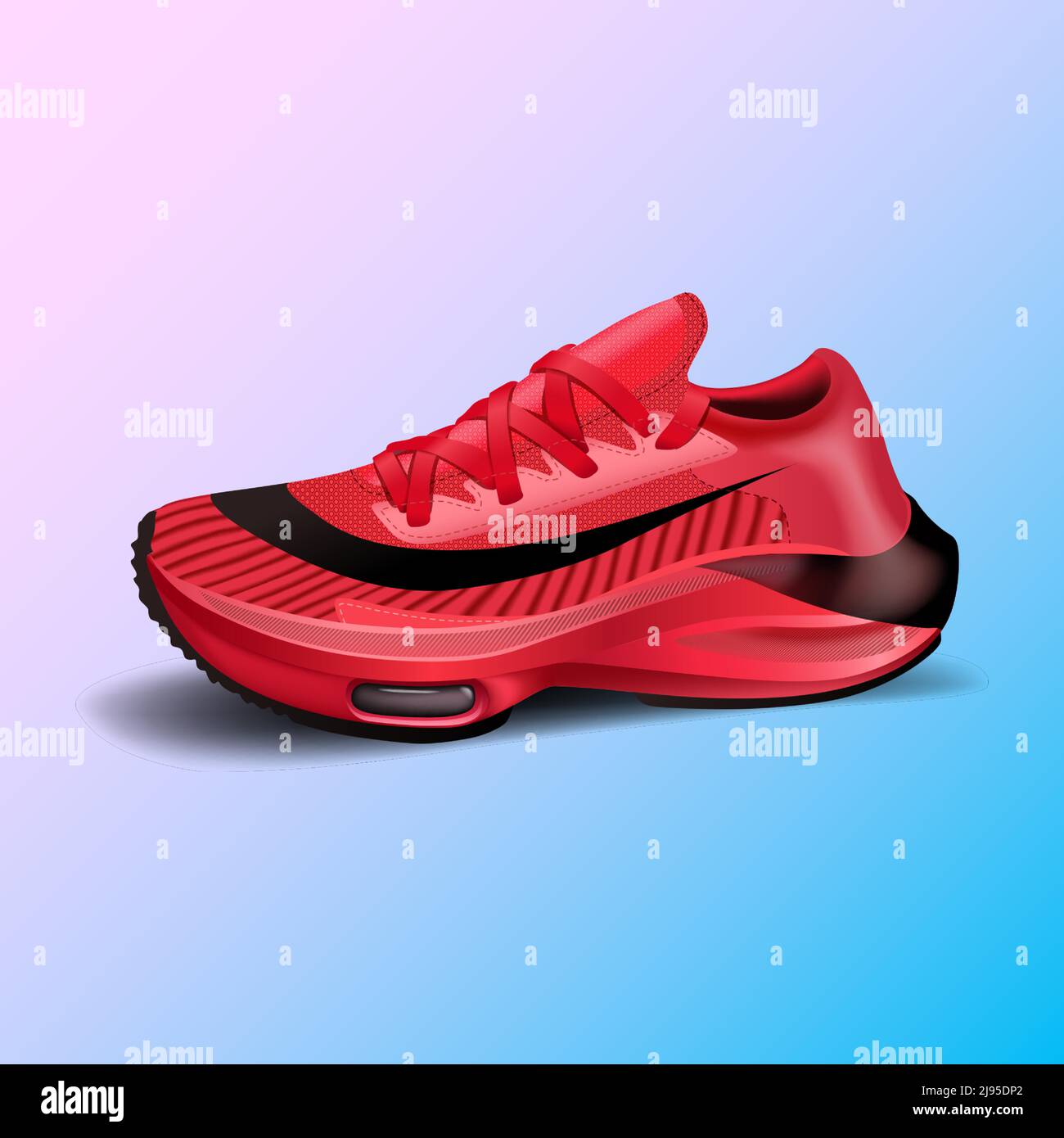 Realistic red sport running shoe for training and fitness Stock Vector