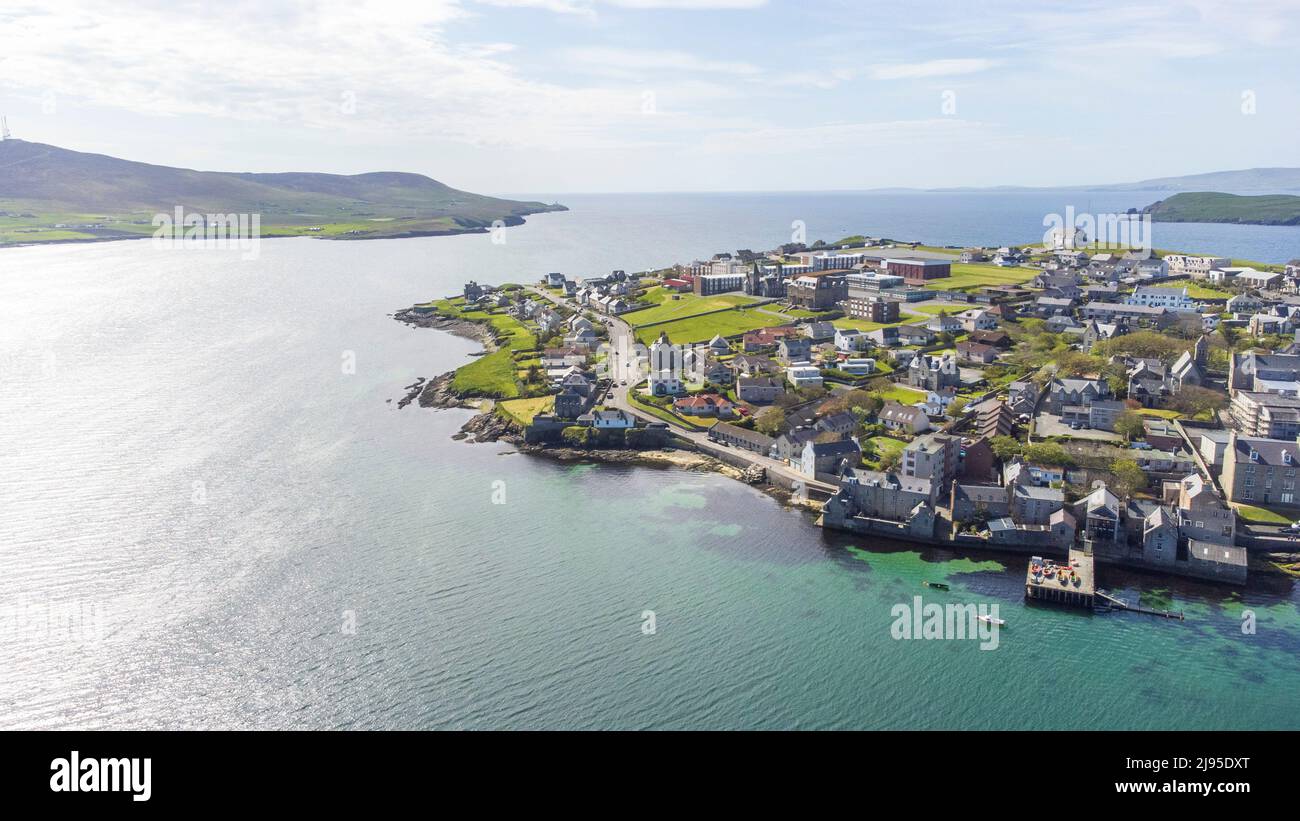 Lerwick Shetland over looking the Lodberries and Jimmy Perez house form the Shetland TV series Stock Photo