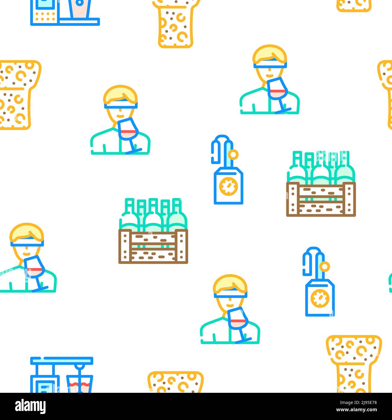 Vineyard Production Alcohol Drink Icons Set Vector Stock Vector Image ...