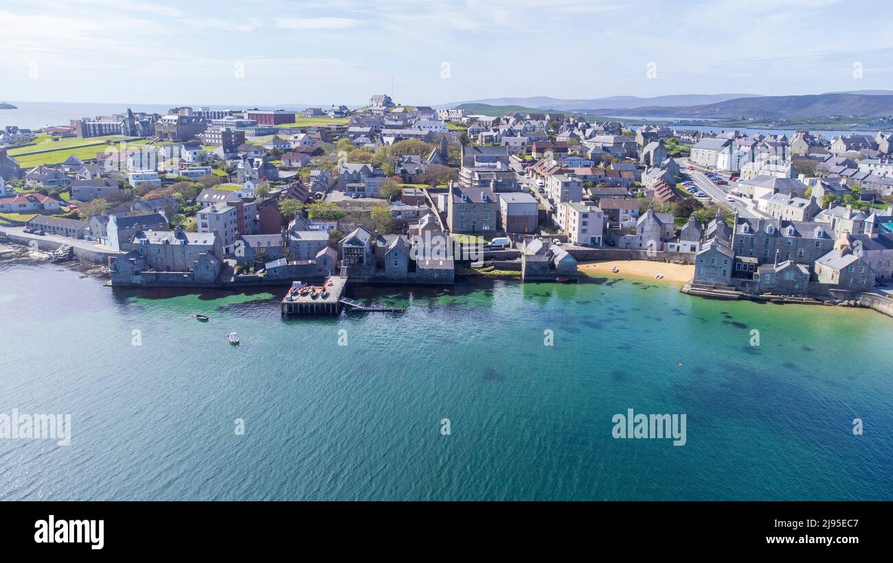 Lerwick shetland over looking the lodberries and jimmy perez house form