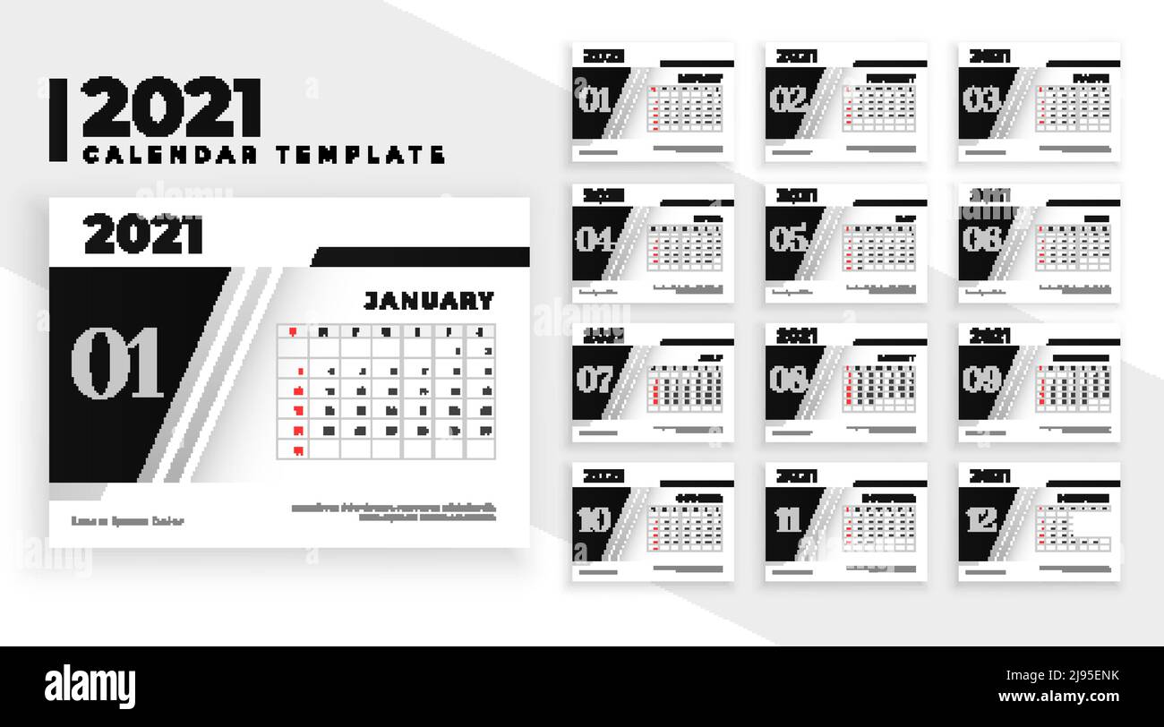 nice 2021 calendar design template in modern style Stock Vector Image ...