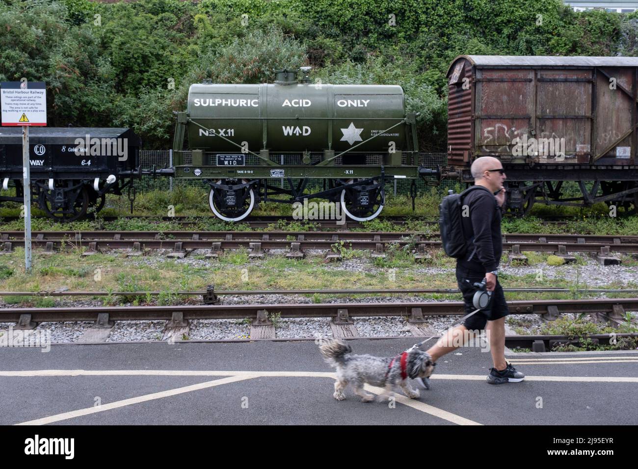 Old railway wagon designed to carry sulphuric acid on Spike Island on 7th May 2022 in Bristol, United Kingdom. Stock Photo
