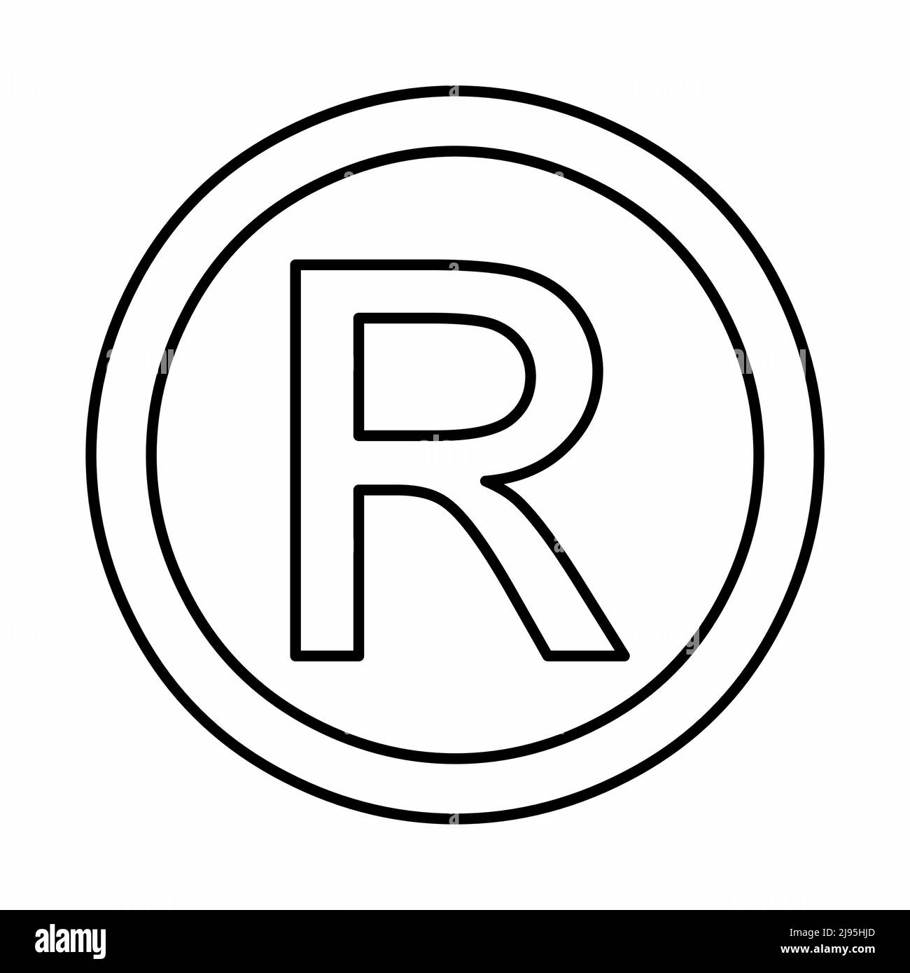 Registered Trademark symbol, black outlines on white background Stock Vector