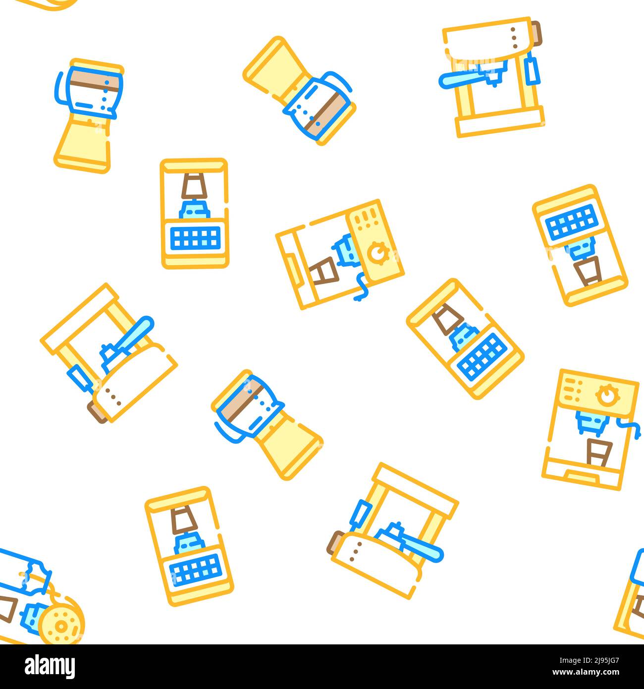 Coffee Machine Barista Equipment Icons Set Vector Stock Vector Image ...