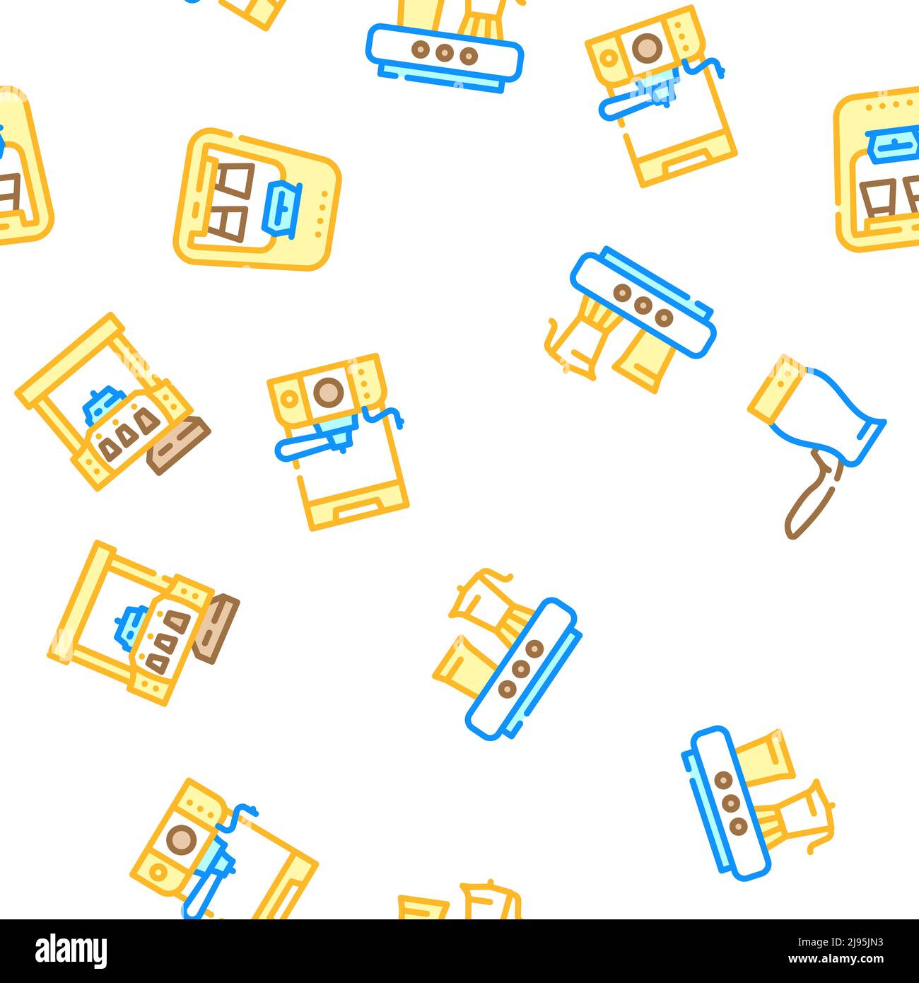 Coffee Machine Barista Equipment Icons Set Vector Stock Vector Image ...