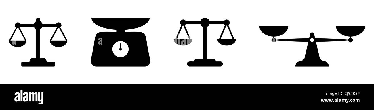 Scale icon. Scales of justice icon set. Vector illustration Stock Vector