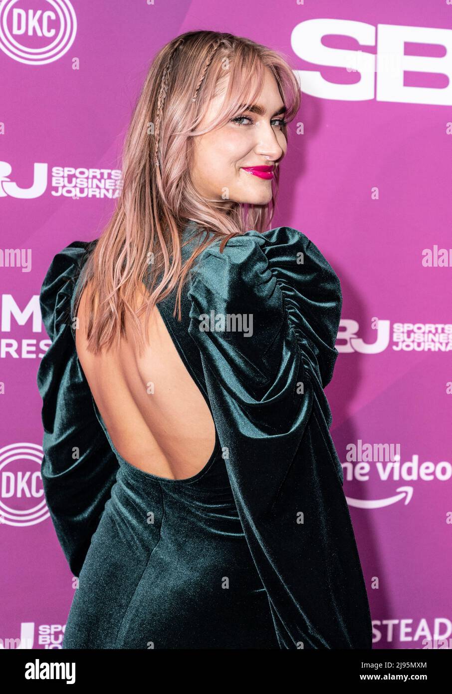 New York, NY - May 18, 2022: Monica Aksamit wearing dress by Soeren Le