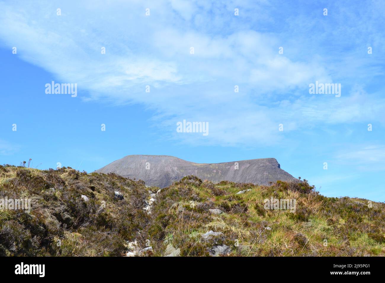 Quinag range in Sutherland and Assynt, NW Scotland, from across Loch na Gainmhich on a sunny day in spring. Not too high at 808 metres Stock Photo