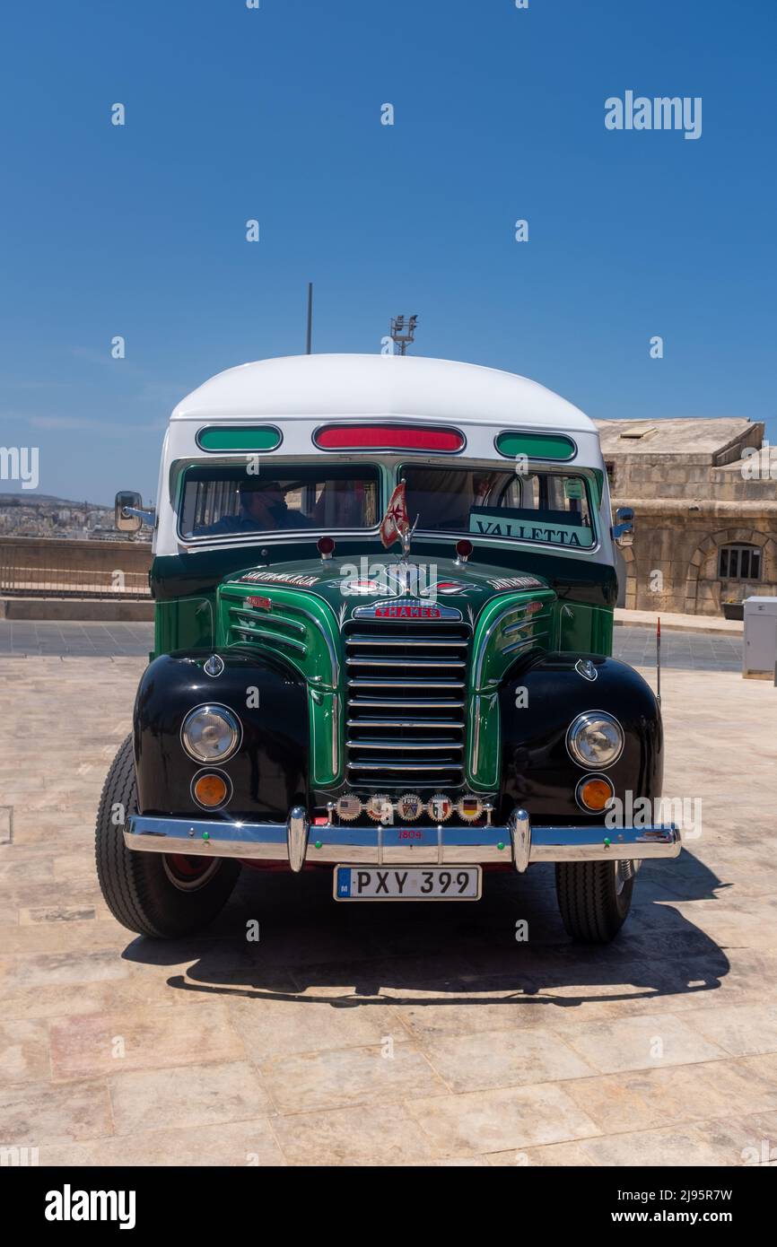 Vintage Bus, Valletta, Malta Stock Photo