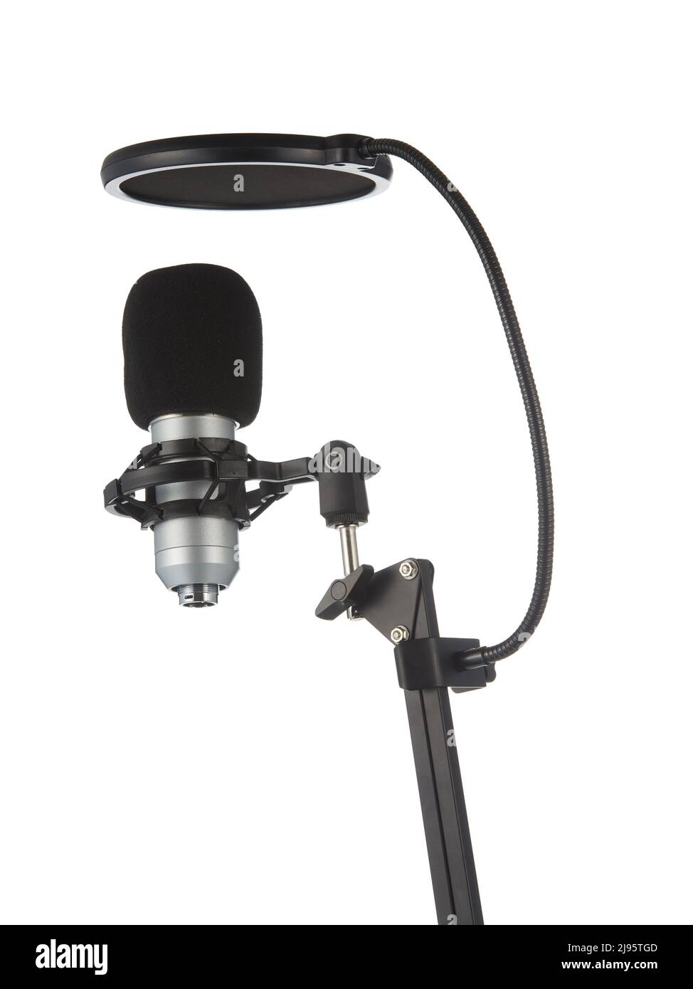 Microphone isolated on white background. Condenser microphone with