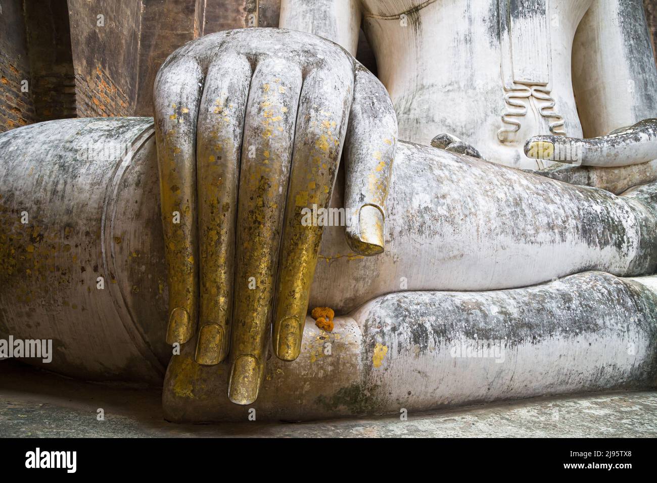 Hand of Buddha Phra Achana at Wat Si Chum, Sukhothai, Thailand. Stock Photo