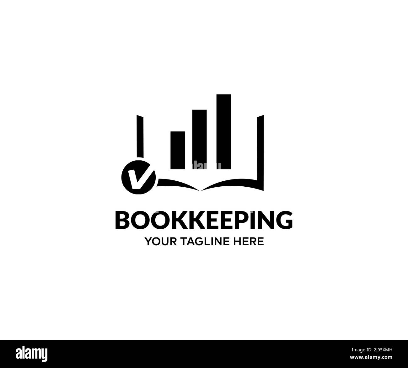 Bookkeeping bills and payments, analyzing finances logo design.  Home finances, investment, economy, saving money or insurance concept vector design a Stock Vector