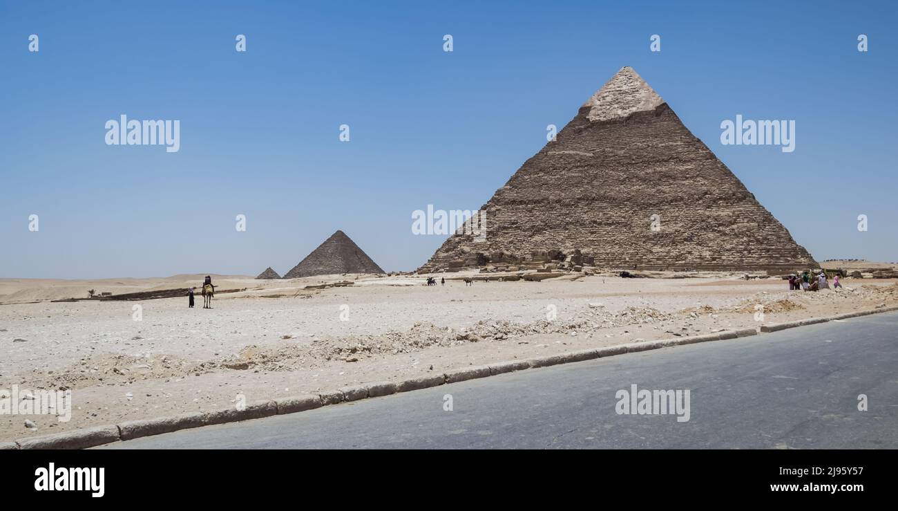 Architectural detail of the Giza pyramid complex located about 13 km southwest of Cairo's city center. Stock Photo