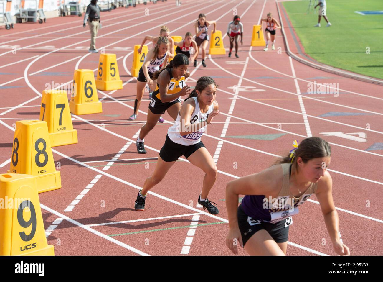 Austin Texas USA, May 13, 2022 Start of the girls 2A 800meter run at