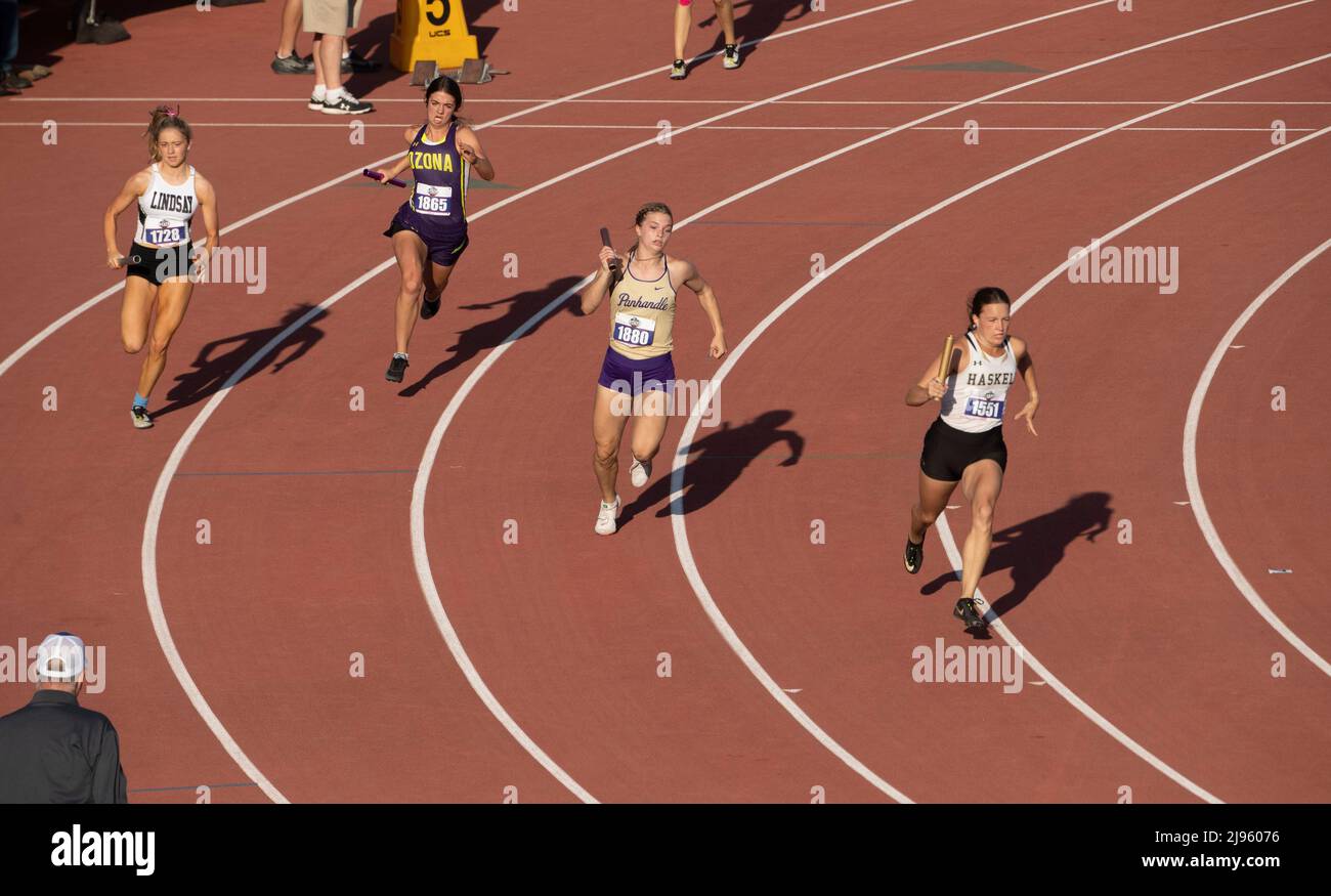Austin Texas USA, May 13 2022 Start of the girls 4X200meter relay