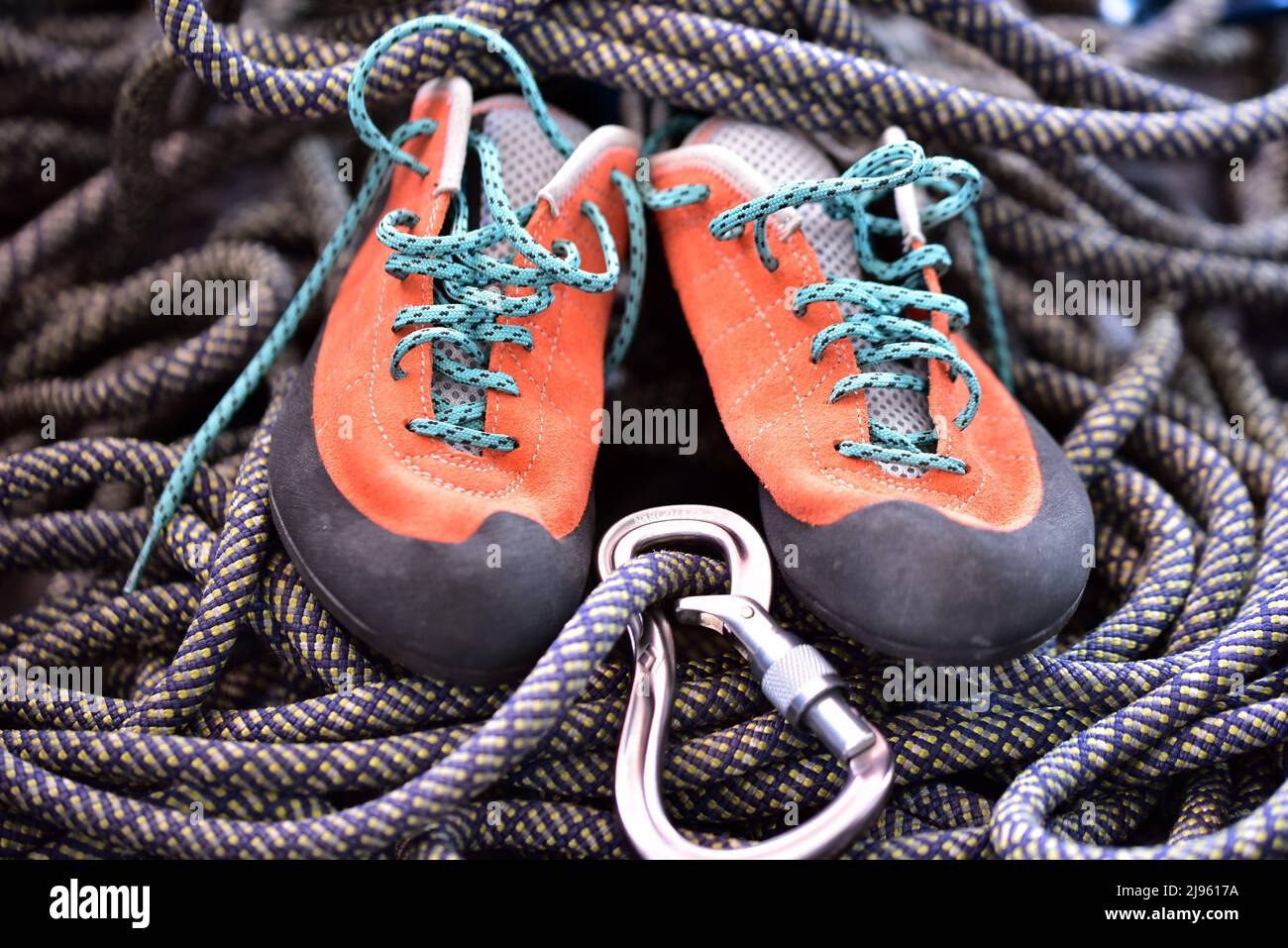 climbing shoe with equipment Stock Photo Alamy