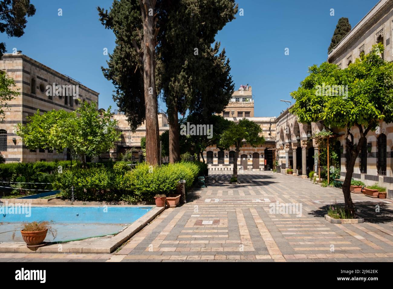 Damascus, Syria -May, 2022: Inside the historical landmark and museum, Al Azem Palace of Damascus, Syria Stock Photo