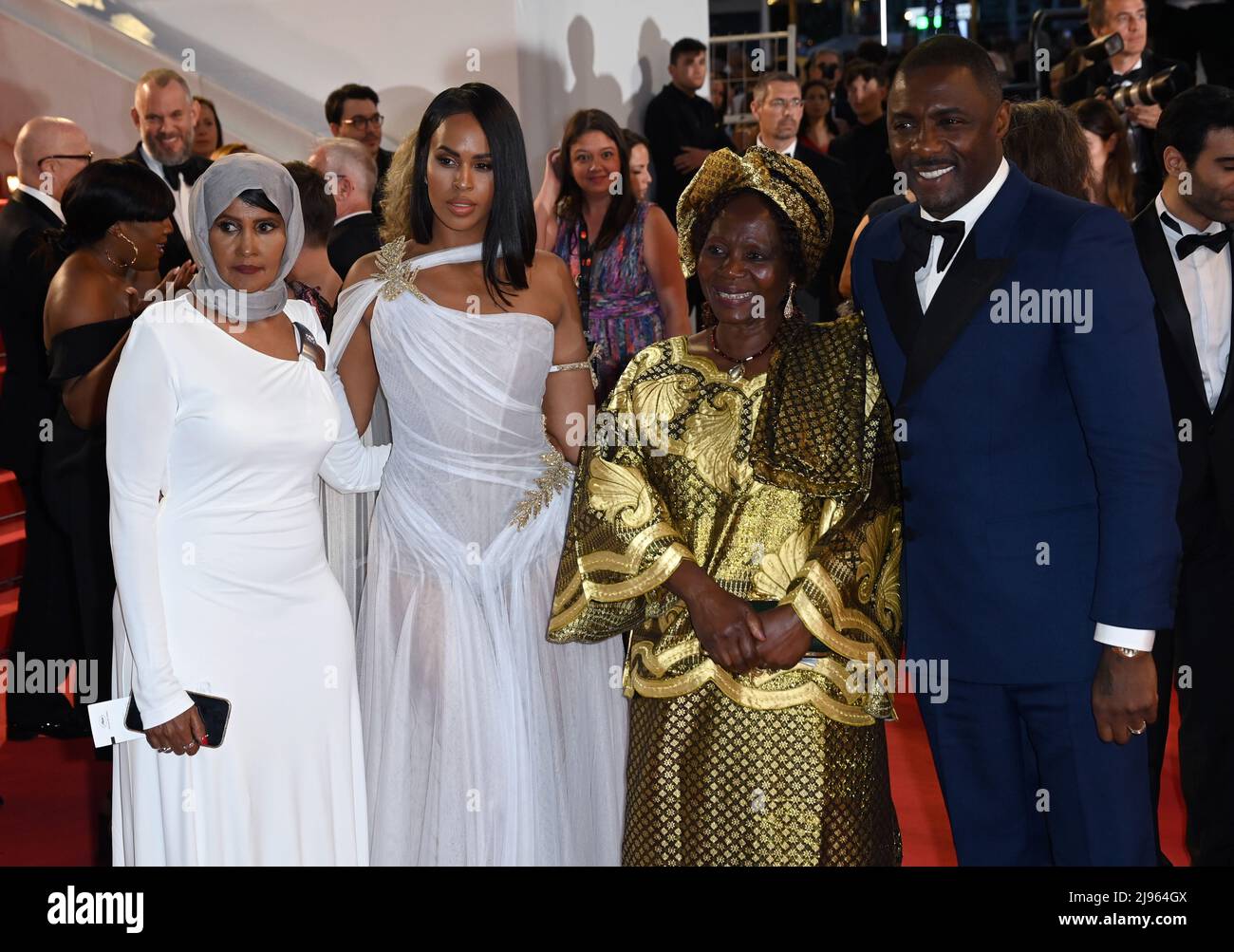 May 20th, 2022. Cannes, France. Sabrina Elba, her mother, Idris Elba and his mother Eve Elba