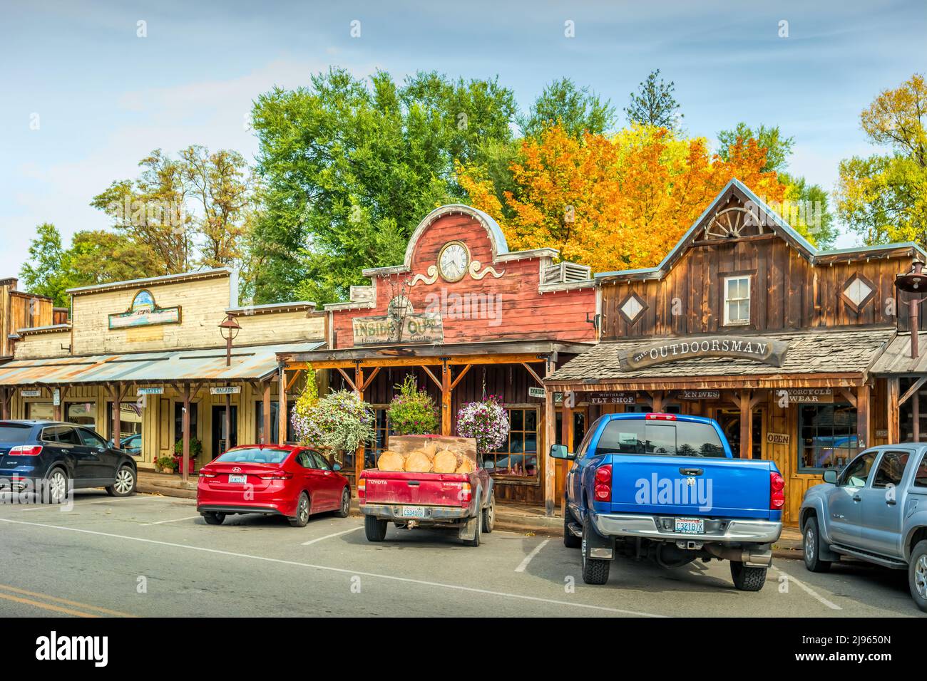 Western style stores in the town of Winthrop Washington State USA Stock Photo