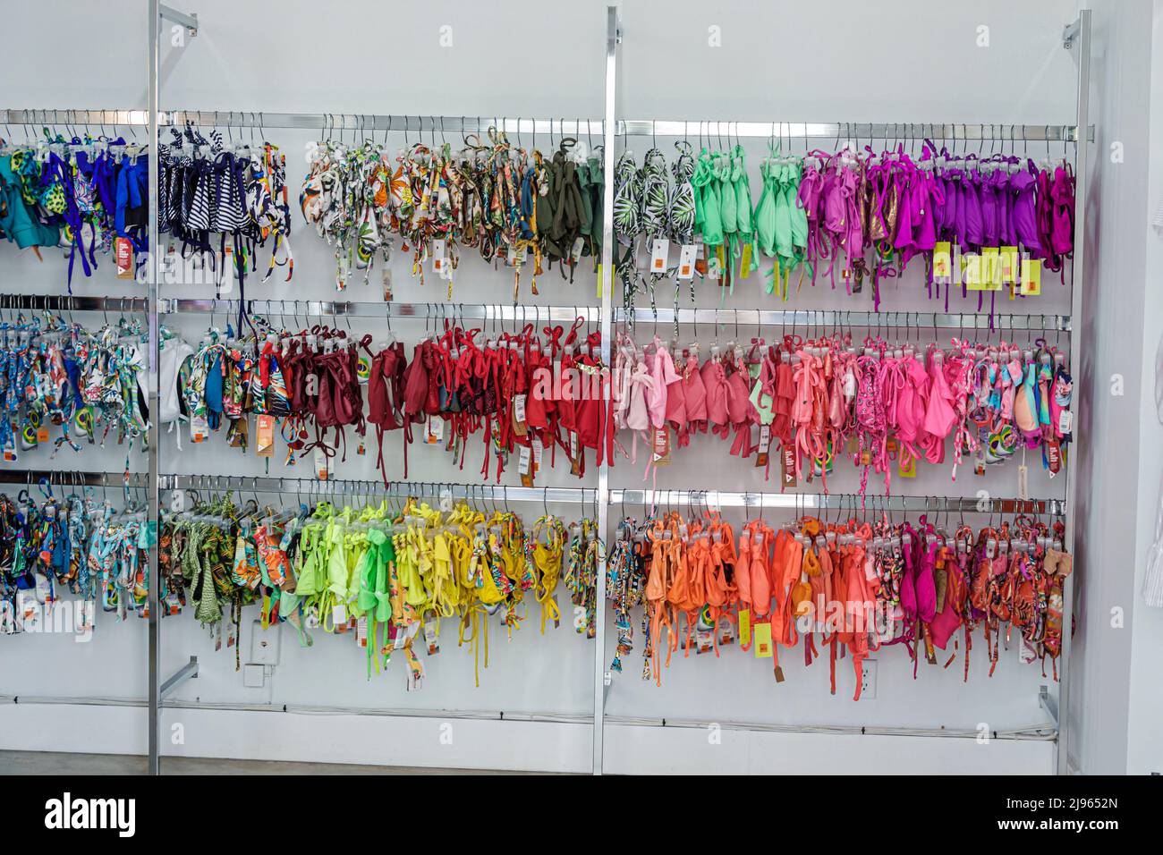 Miami Beach Florida,shopping Brazilian beachwear bikinis display sale colorful Stock Photo