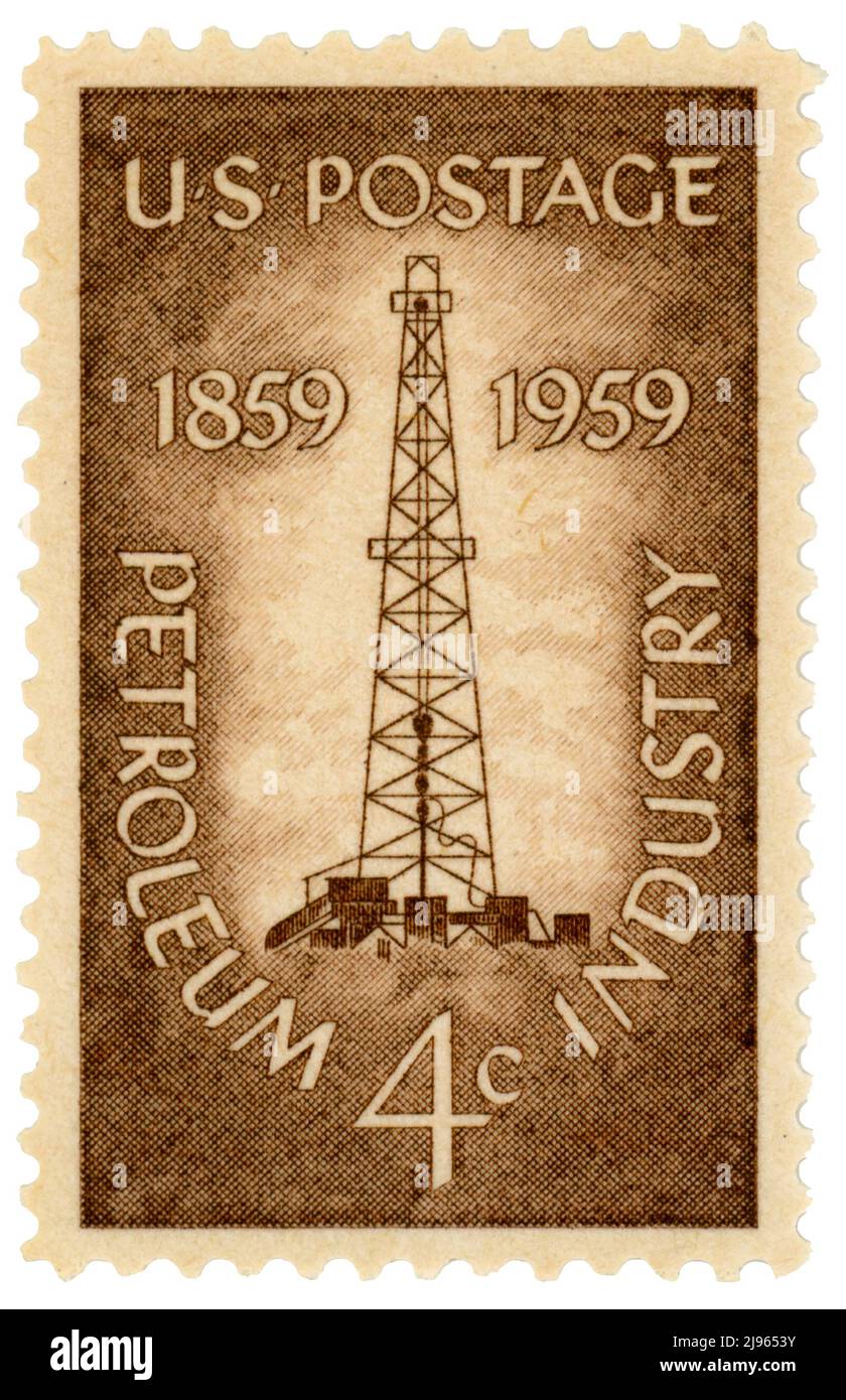 Petroleum industry centennial commemorative stamp. Stock Photo